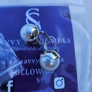 New with original packaging, Savvy Cie 14.5-15mm Cultured Pearl Drop Earrings